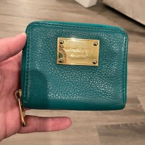 Michael Kors Teal zip around wallet